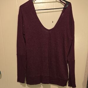Chance or Fate Off The Shoulder Bugundy Long Sleeve Top With Tie accent In Back